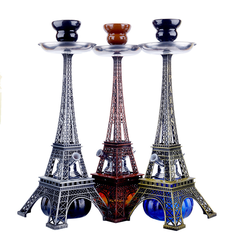 Portable Eiffel Tower Arab Glass Shisha Hookah 2 Hose Shisha Hookah