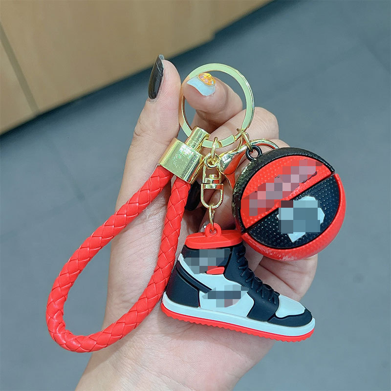 Custom Promotional 3D PVC Car Soft Sneaker Mini Shoes Basketball Keychain Gift Rubber Key Chain