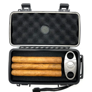 Customized logo Plastic Travel Cigar Case with Cutter and Lighter Cigar Humidor Box Cigar Case