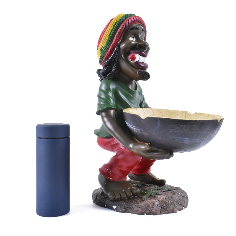 Outdoor Stand Floor Big Ashtray Resin Rasta Jamaican Ashtray