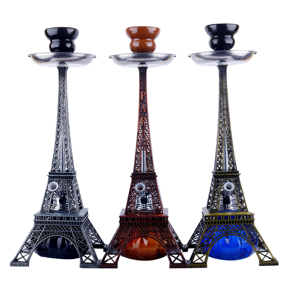 Portable Eiffel Tower Arab Glass Shisha Hookah 2 Hose Shisha Hookah