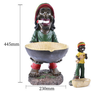 Outdoor Stand Floor Big Ashtray Resin Rasta Jamaican Ashtray