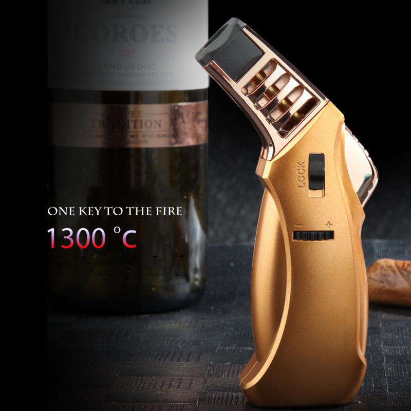 Creative Cigar Lighter Inflatable Windproof Flame Torch Cigarette Lighter Blowtorch Kitchen Lighter