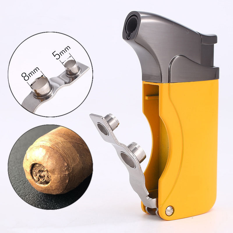 Luxury Cigar Torch Lighter with Cigar Pouch Cutter Gift Set