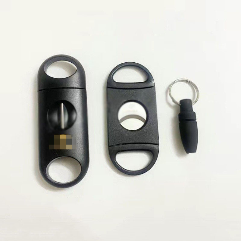 Wholesale Metal Stainless Steel V Cigar Cutter Sharpe Blade Drill Cigar Opener Key Chain Cigar Punch