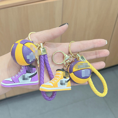 Custom Promotional 3D PVC Car Soft Sneaker Mini Shoes Basketball Keychain Gift Rubber Key Chain