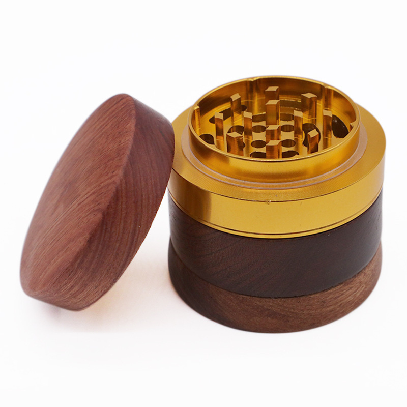 Luxury Walnut Wood Smoke Herb Grinder Gift Box Aviation Aluminum Grinder