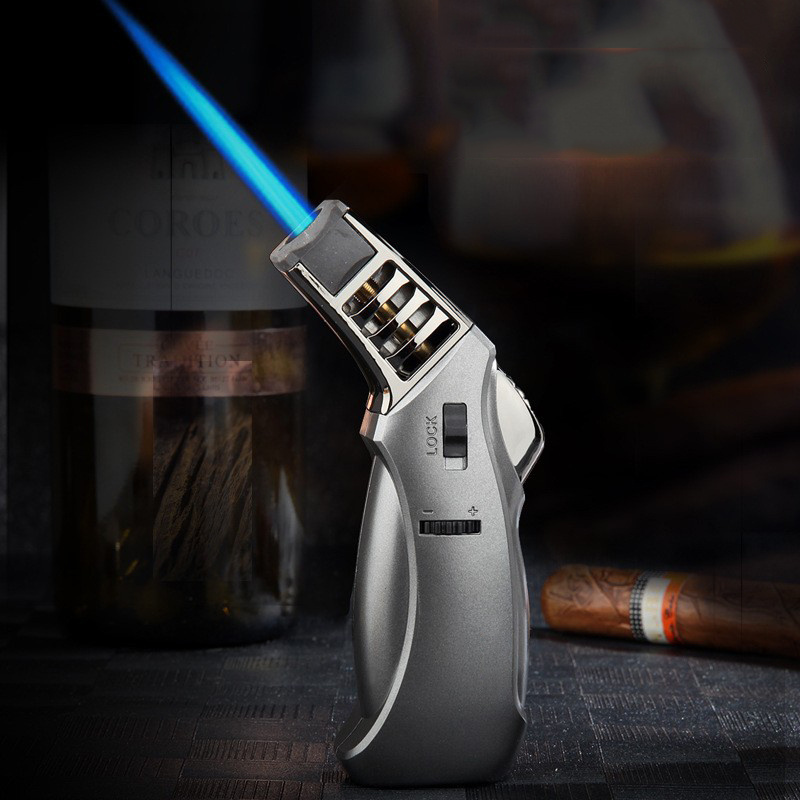 Creative Cigar Lighter Inflatable Windproof Flame Torch Cigarette Lighter Blowtorch Kitchen Lighter