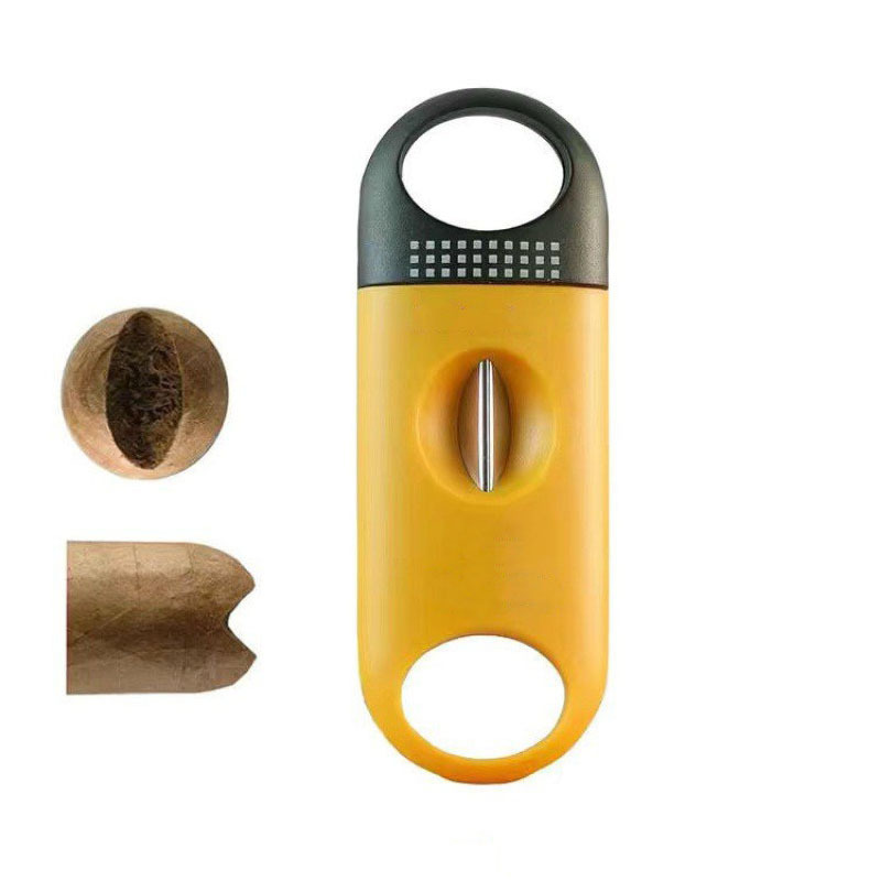 Wholesale Metal Stainless Steel V Cigar Cutter Sharpe Blade Drill Cigar Opener Key Chain Cigar Punch