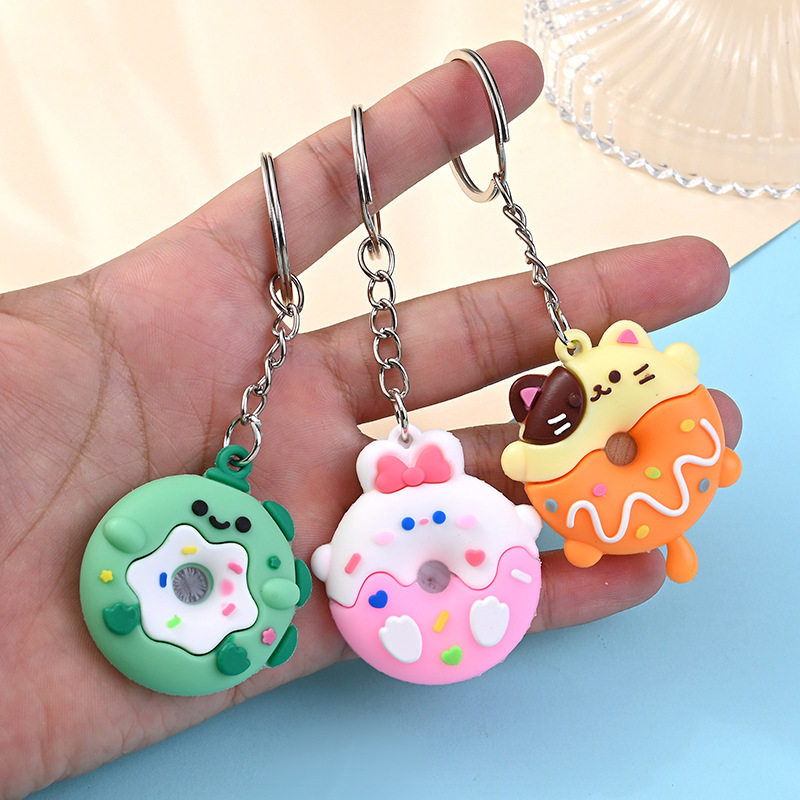 Anime Keychain Cute Cartoon 3D PVC Designer Silicon Mini Backpack Key Ring Accessories Rubber Key Chains