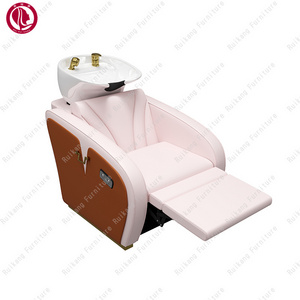 Pink Beauty Equipment Hairdressing Washing Electric Hair Salon Massage Spa Shampoo Bowl Shampoo Chair For Salon