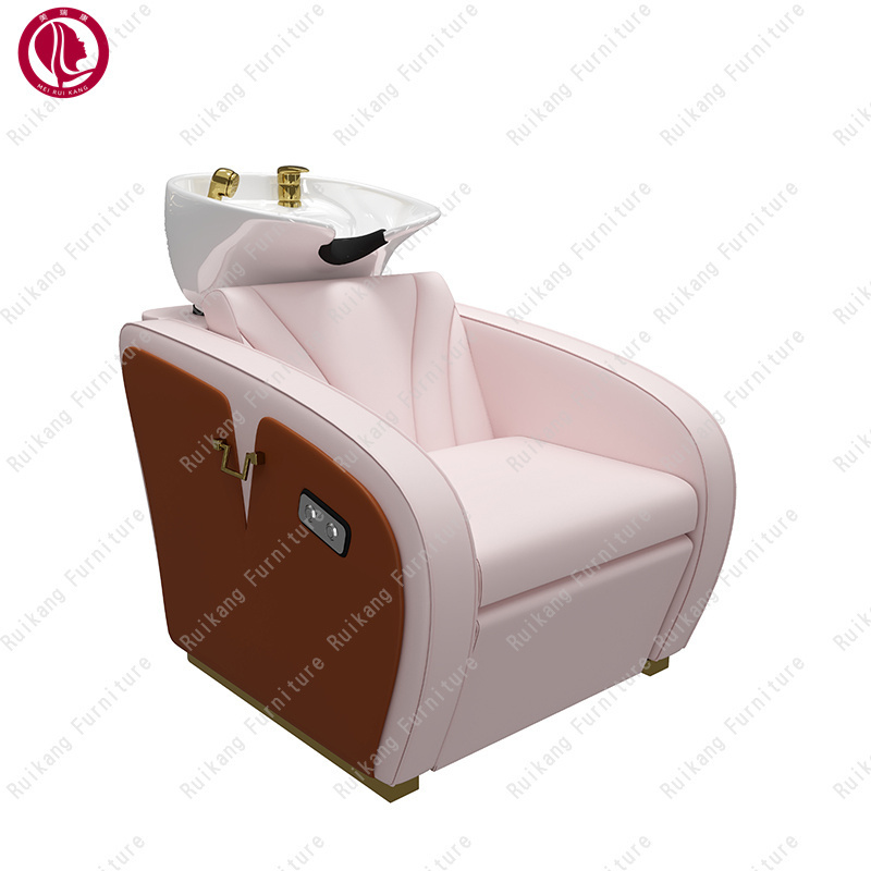 Pink Beauty Equipment Hairdressing Washing Electric Hair Salon Massage Spa Shampoo Bowl Shampoo Chair For Salon