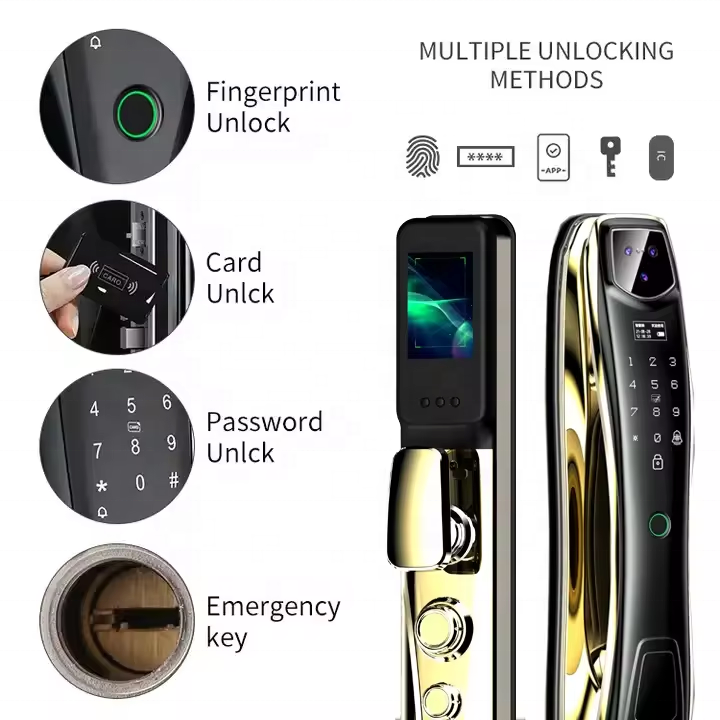 TUYA Wifi Fingerprint Recognition Smart Door Lock Cat Eye Automatic Face door lock with Camera Capture Function