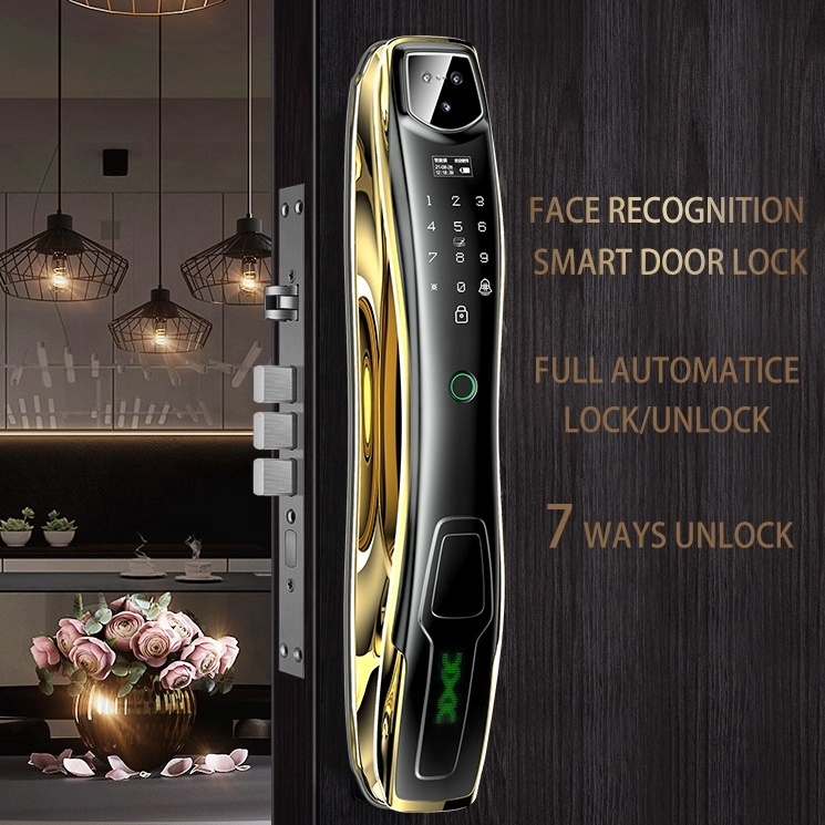 TUYA Wifi Fingerprint Recognition Smart Door Lock Cat Eye Automatic Face door lock with Camera Capture Function