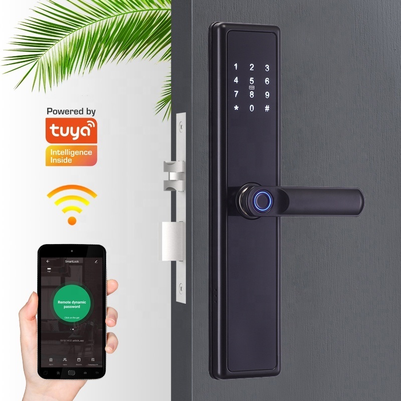 Anti-theft Security WiFi APP Waterproof Biometric Fingerprint Digital Key Door Lock Cerradura Entry Tuya Smart Door Lock