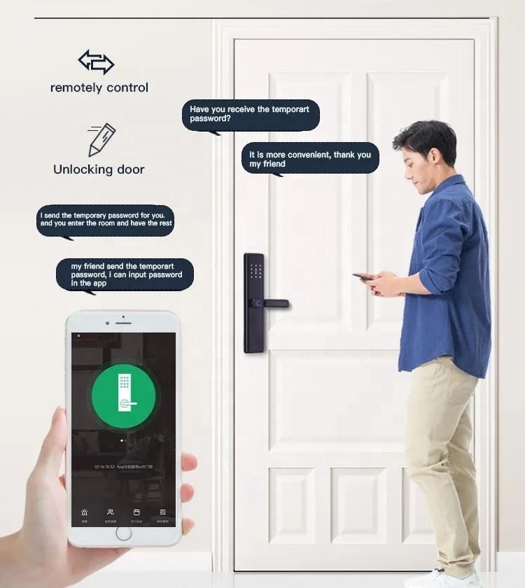 Anti-theft Security WiFi APP Waterproof Biometric Fingerprint Digital Key Door Lock Cerradura Entry Tuya Smart Door Lock