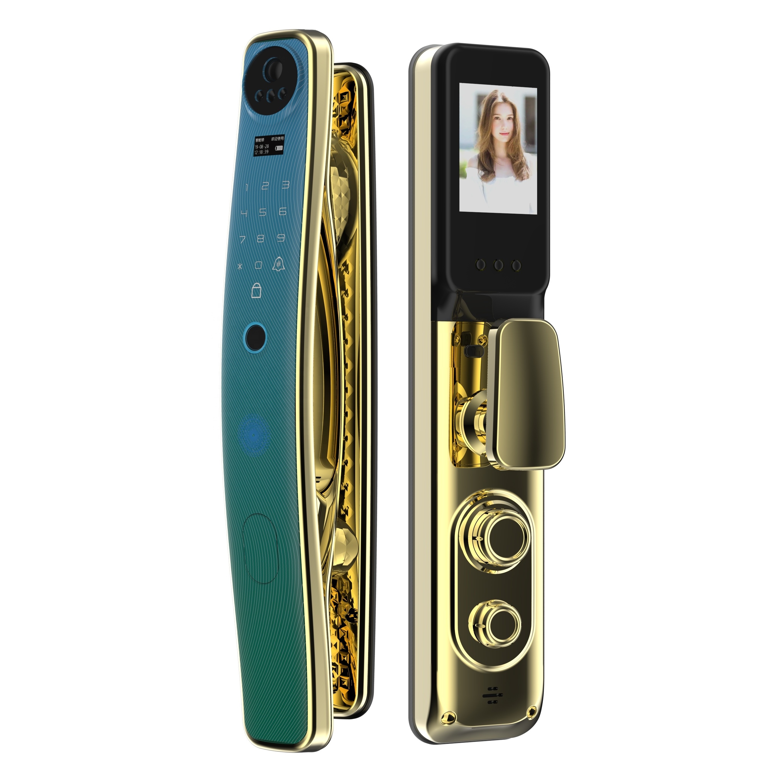 Gold green color RK1 ring camera digital inteligente locksmith supplies eufy mortise lock with door bell hme smart locks