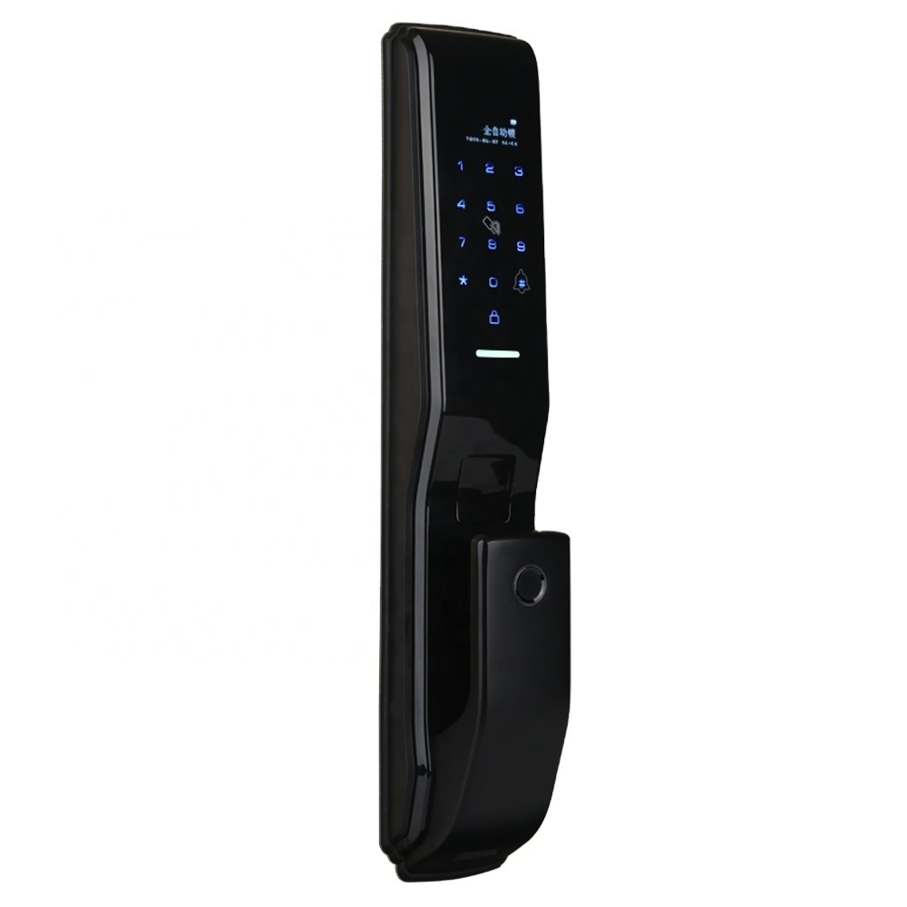 Intelligent digital fingerprint scanner code keypad biometric handle with key automatic smart door lock