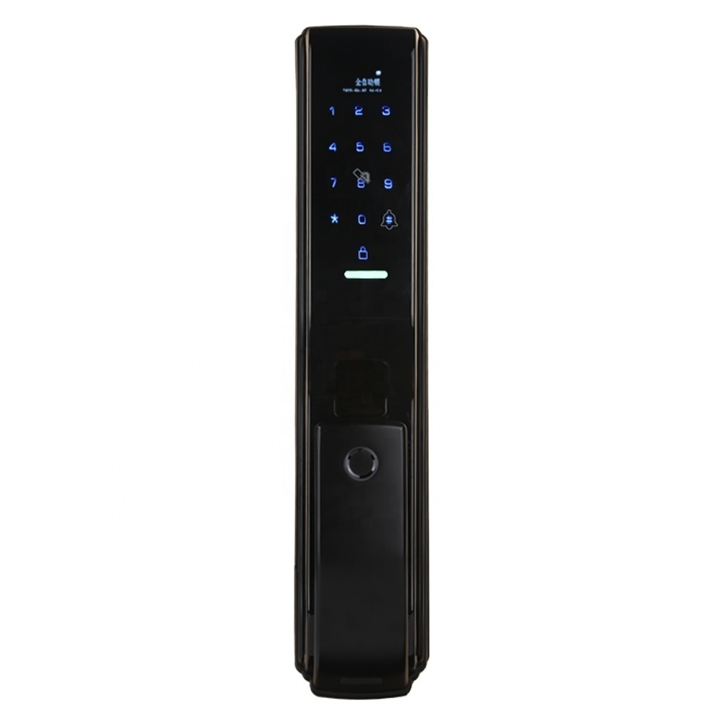 Intelligent digital fingerprint scanner code keypad biometric handle with key automatic smart door lock