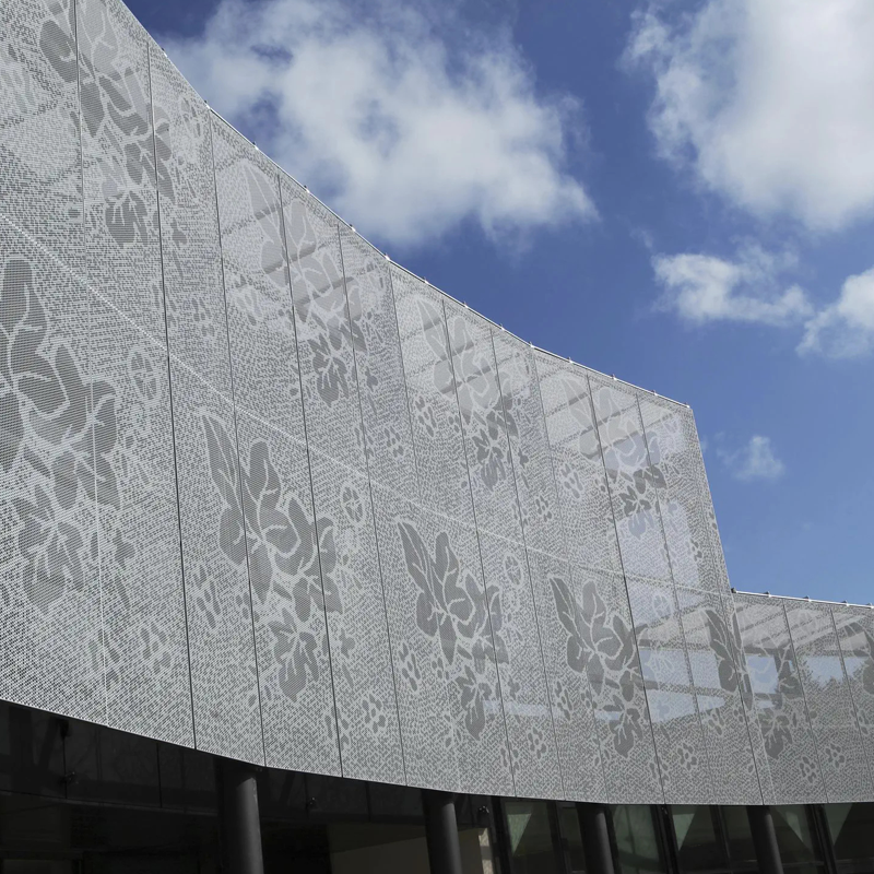 Modern Design Aluminum Facade Customized Laser Cut Metal Panel Veneer Punched Panel for Exterior Outdoor Curtain Walls