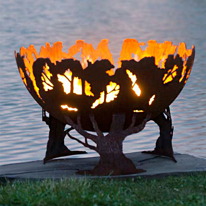 Garden Fire Globe Steel Wood Burning Fire Pit