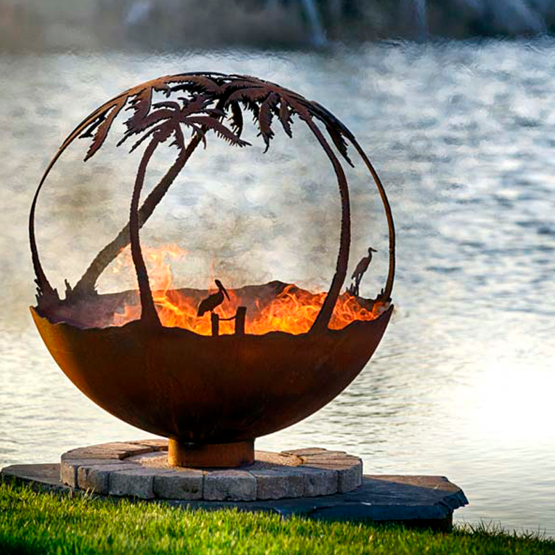 Fire Ball Factory Decorative Weathering Steel Globe Fire Pit