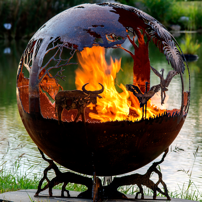 Fire Ball Factory Decorative Weathering Steel Globe Fire Pit