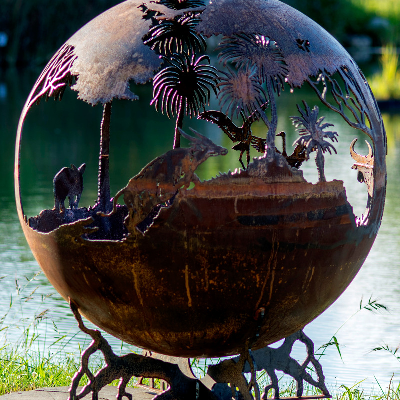 Fire Ball Factory Decorative Weathering Steel Globe Fire Pit