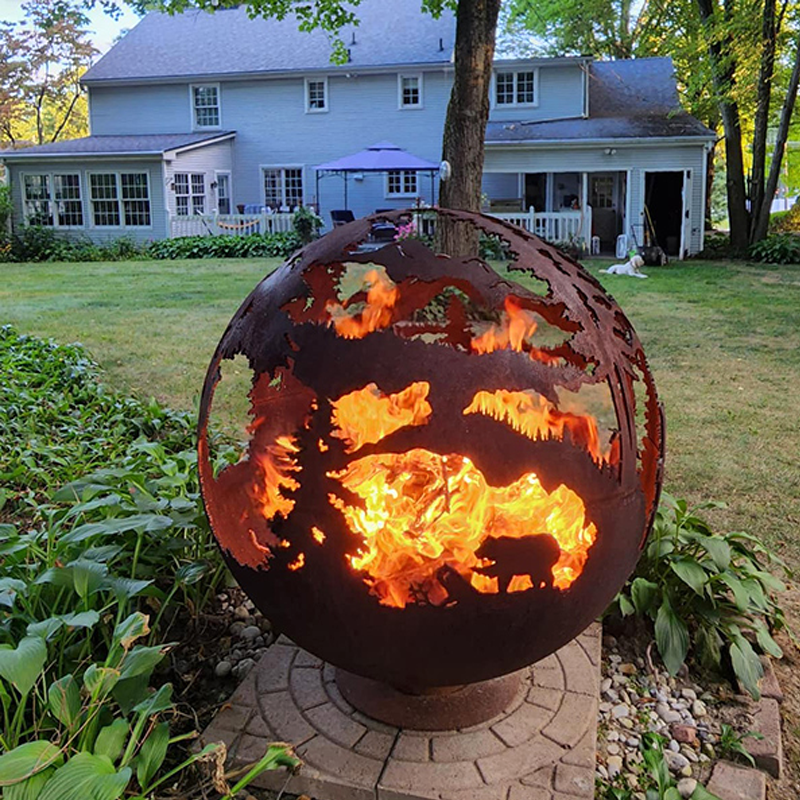 Garden Fire Globe Steel Wood Burning Fire Pit