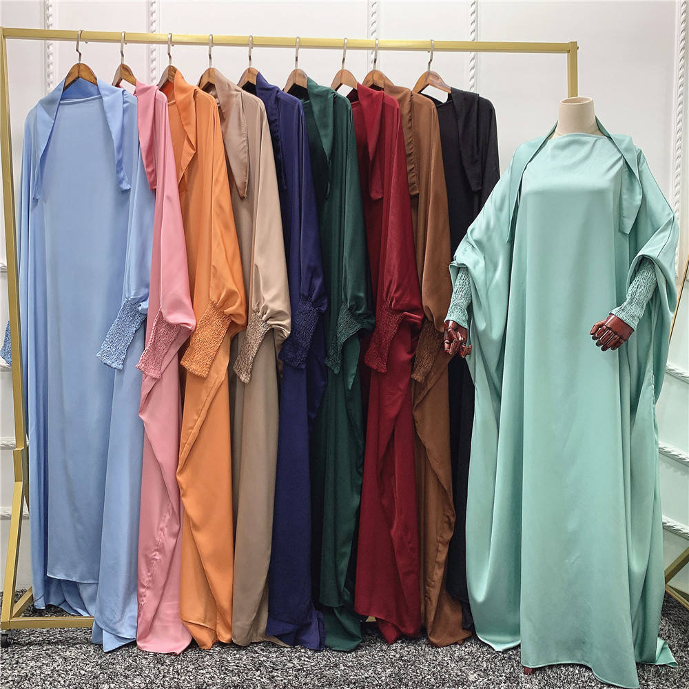 Instant Overhead Shawl Islamic Clothing Muslim Plain Prayer Robe Long Jilbab Prayer Robe