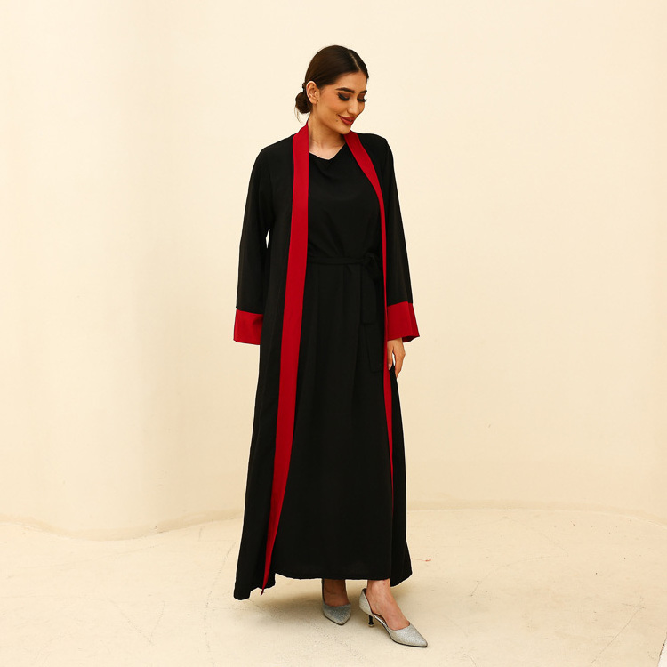 2023 Kimono Vrouwen Coatsaudi Wholesale Modest Dress Muslim Dubai Ethnic Islamic Clothing Women 2 Pieces Set Open Abaya