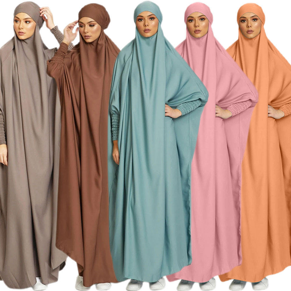 Instant Overhead Shawl Islamic Clothing Muslim Plain Prayer Robe Long Jilbab Prayer Robe