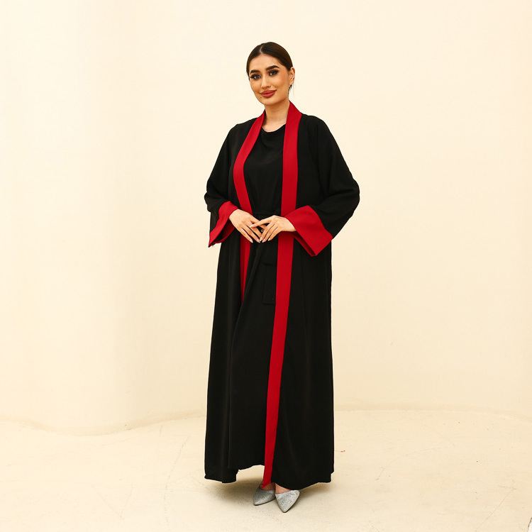 2023 Kimono Vrouwen Coatsaudi Wholesale Modest Dress Muslim Dubai Ethnic Islamic Clothing Women 2 Pieces Set Open Abaya