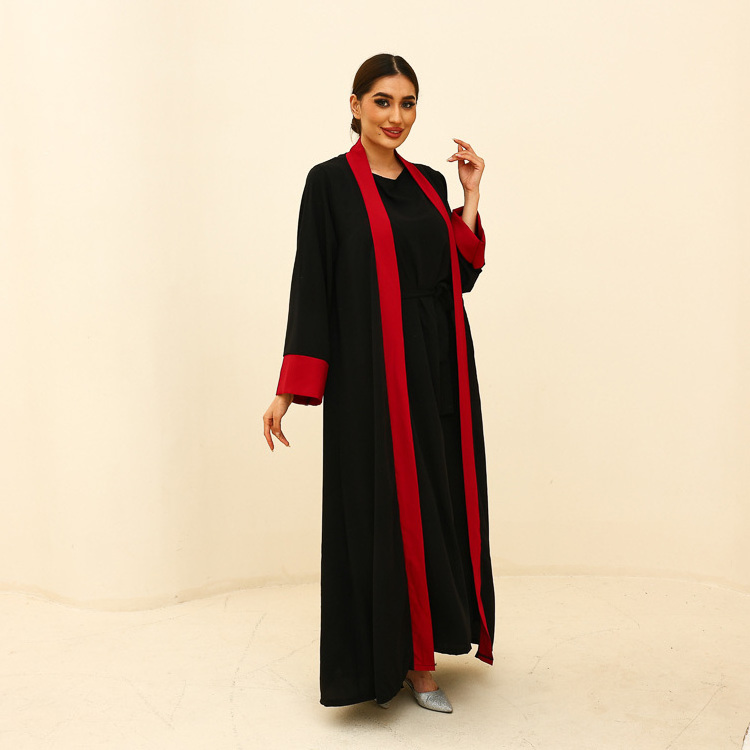 2023 Kimono Vrouwen Coatsaudi Wholesale Modest Dress Muslim Dubai Ethnic Islamic Clothing Women 2 Pieces Set Open Abaya