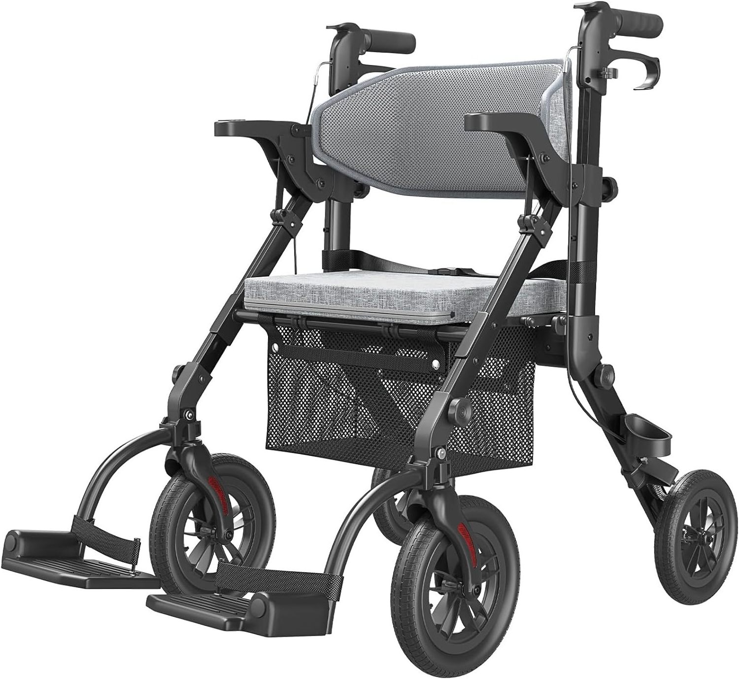 Maidesite Vocic Z51 2-in-1 four-wheel rollator aluminum grocery shopping carts knee walker with seat for senior elderly people