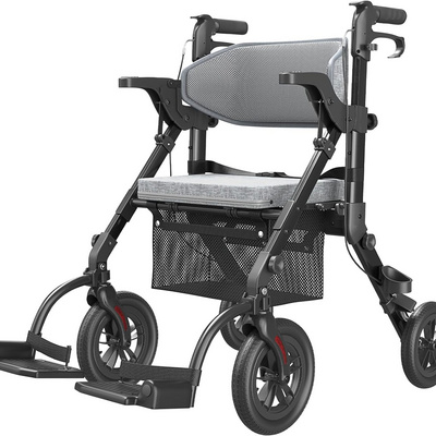 Maidesite Vocic Z51 2-in-1 four-wheel rollator aluminum grocery shopping carts knee walker with seat for senior elderly people