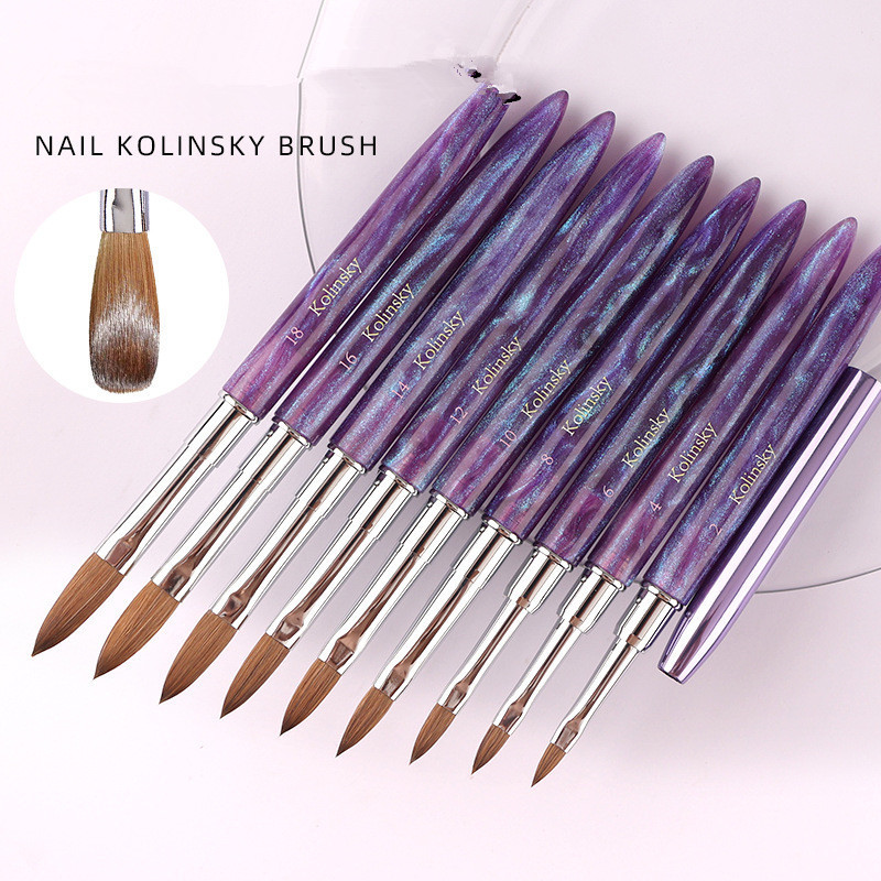 Dark purple liner nail art brushes kolinsky sable   on nail glue private label brush