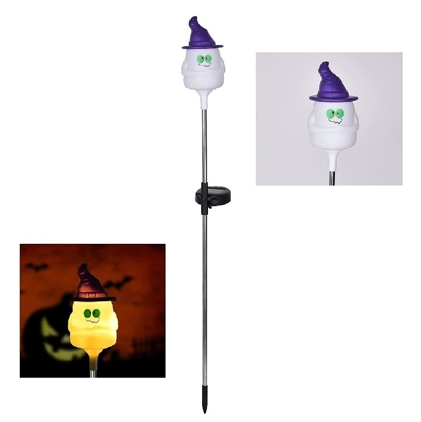 Halloween Solar Ghost Stake Lights, Ghost Lights with Witch Hat, Waterproof & Solar-Powered LED Halloween Lights