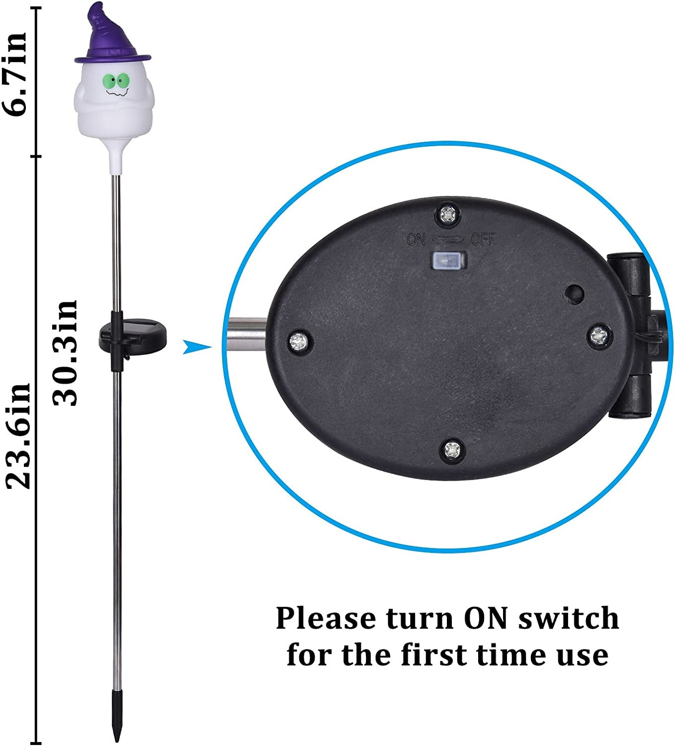 Halloween Solar Ghost Stake Lights, Ghost Lights with Witch Hat, Waterproof & Solar-Powered LED Halloween Lights