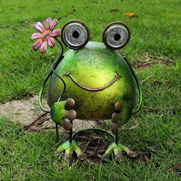 Cute metal frog solar lights lawn outdoor garden ornament decorations