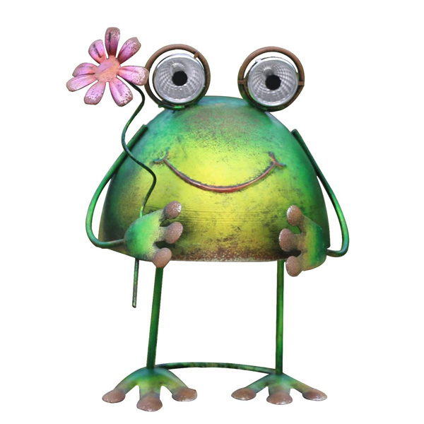 Cute metal frog solar lights lawn outdoor garden ornament decorations