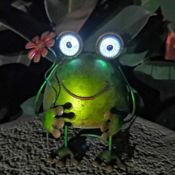 Cute metal frog solar lights lawn outdoor garden ornament decorations