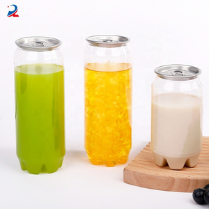 Low Price 200ml 250ml 375ml 500ml Pet Soda Cans Plastic Juice Bottles Transparent Cans For Beverage