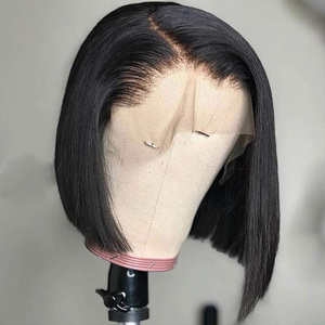 Short closure wigs for black women human hair double drawn human hair 10inches wig