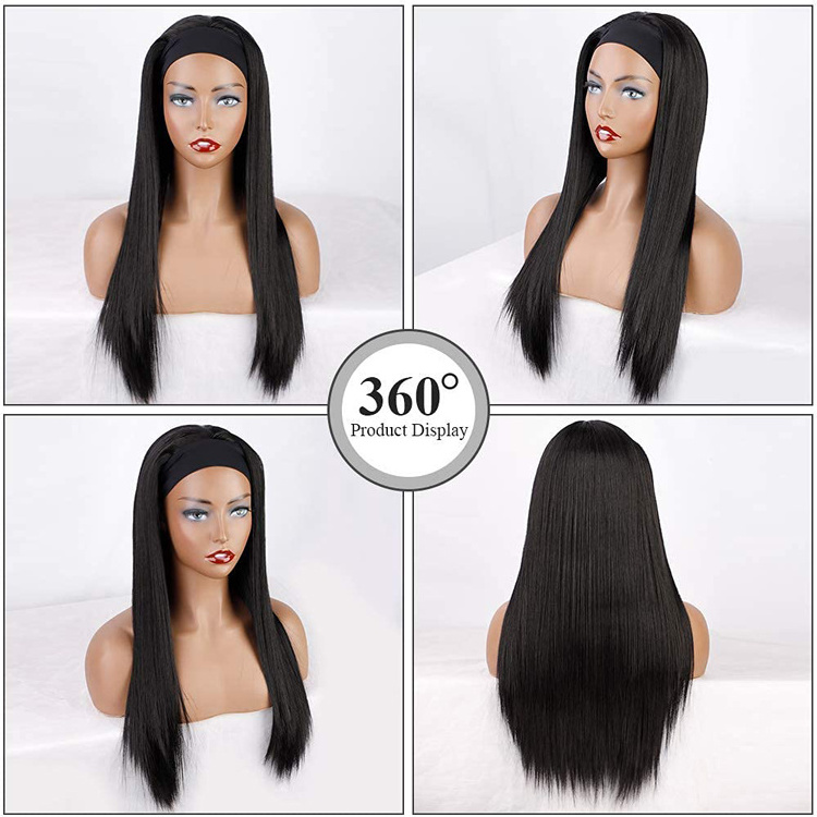 No Lace Wigs No Glue and No Sew In More Human Hair Headband Scarf Wig for American Women Machine Made Human Hair Wig