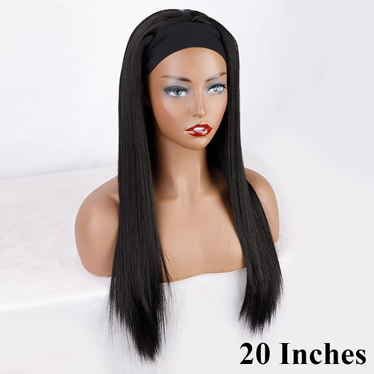 No Lace Wigs No Glue and No Sew In More Human Hair Headband Scarf Wig for American Women Machine Made Human Hair Wig