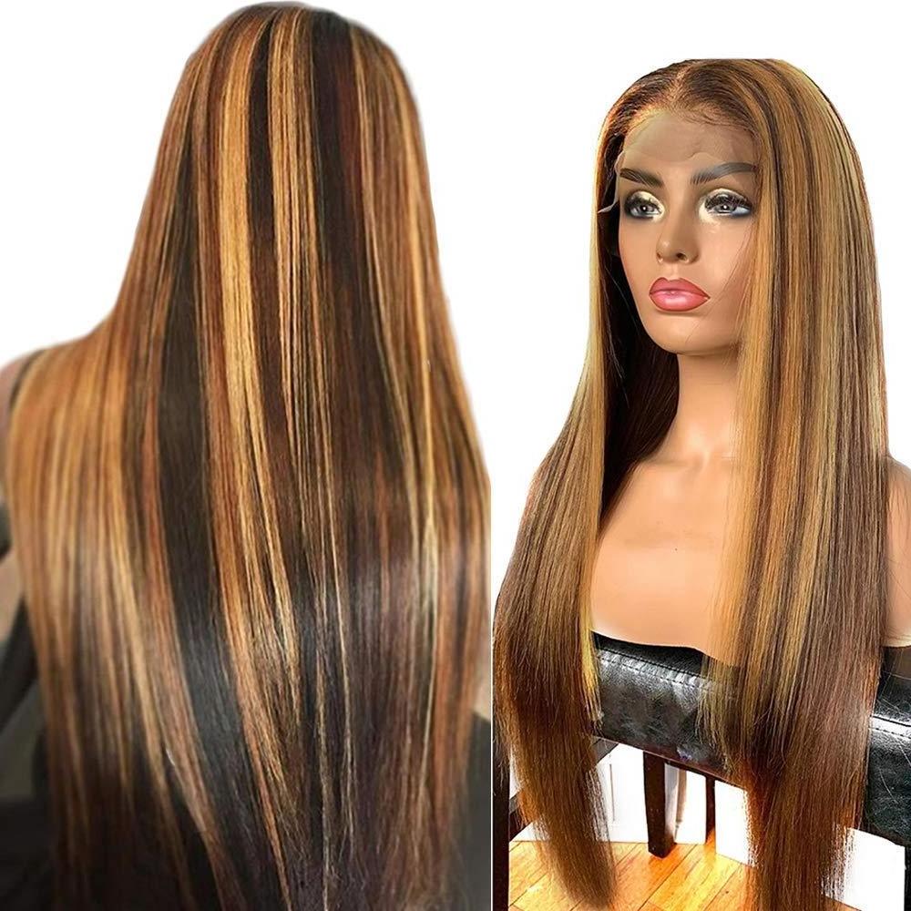 13x4 Human Hd Lace Front 180% Density Virgin Hair Highlighted Wigs With Color Hd 28 inch Human Wig For Black Women