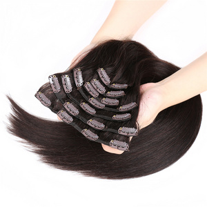 Wholesale Clip Real Human Hair Extensions High Quality Natural Seamless Clip In Raw Hair Extension