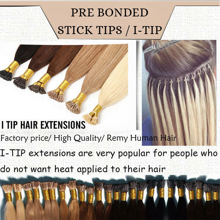 Wholesale Remy Russian 2 gram u Tip Human Hair Sale Highlights Double Drawn i-Tip Flat Hair Straight i Tip Hair Extension