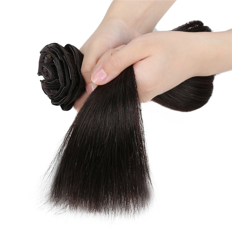 Wholesale Clip Real Human Hair Extensions High Quality Natural Seamless Clip In Raw Hair Extension